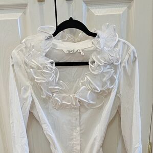 Elegant White Ruffle Blouse